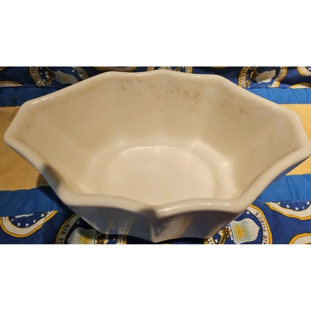 Vintage White Planter Bowl Hull 447 USA 6.75